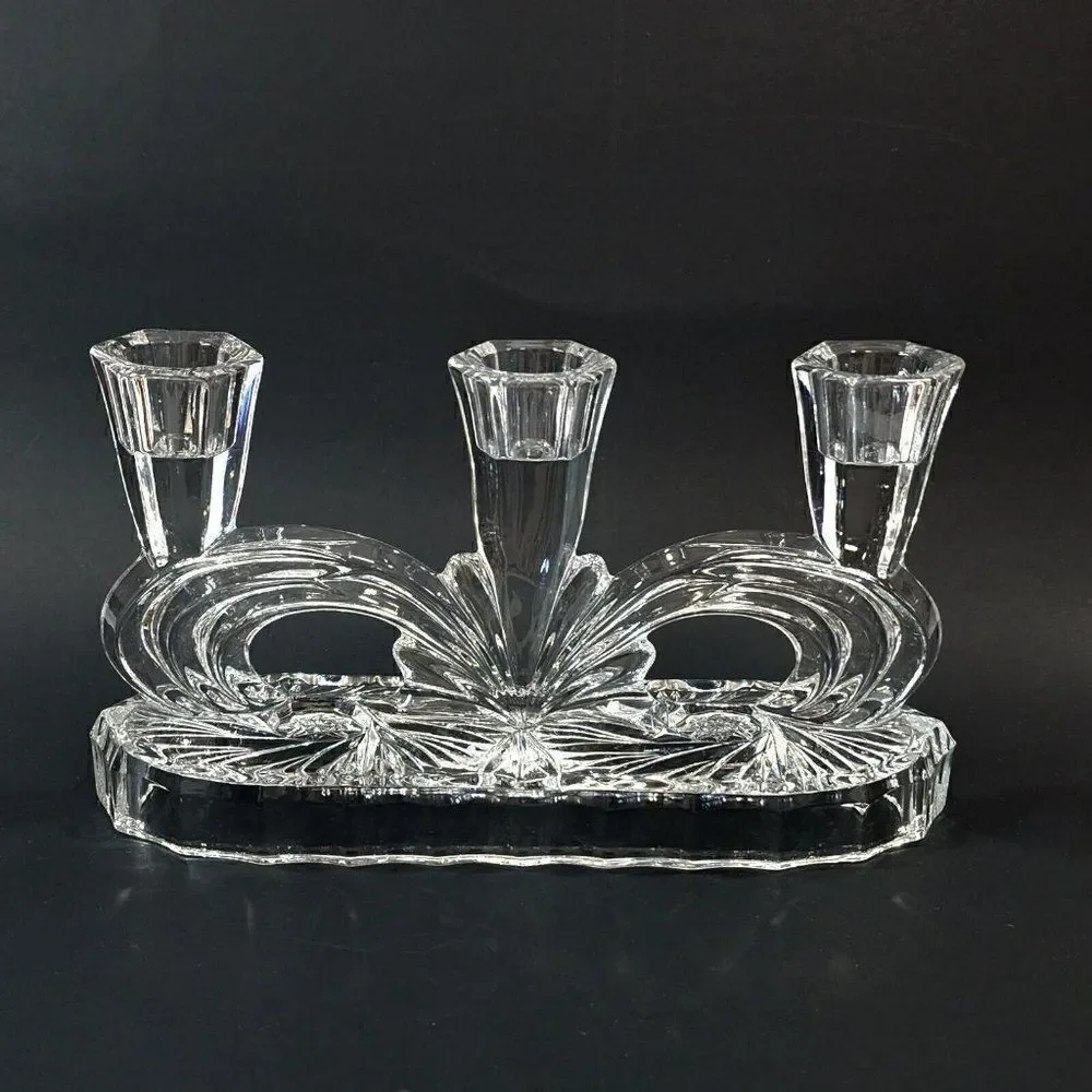 Bohemia Czech Crystal 3 Candle Holder Candlabra